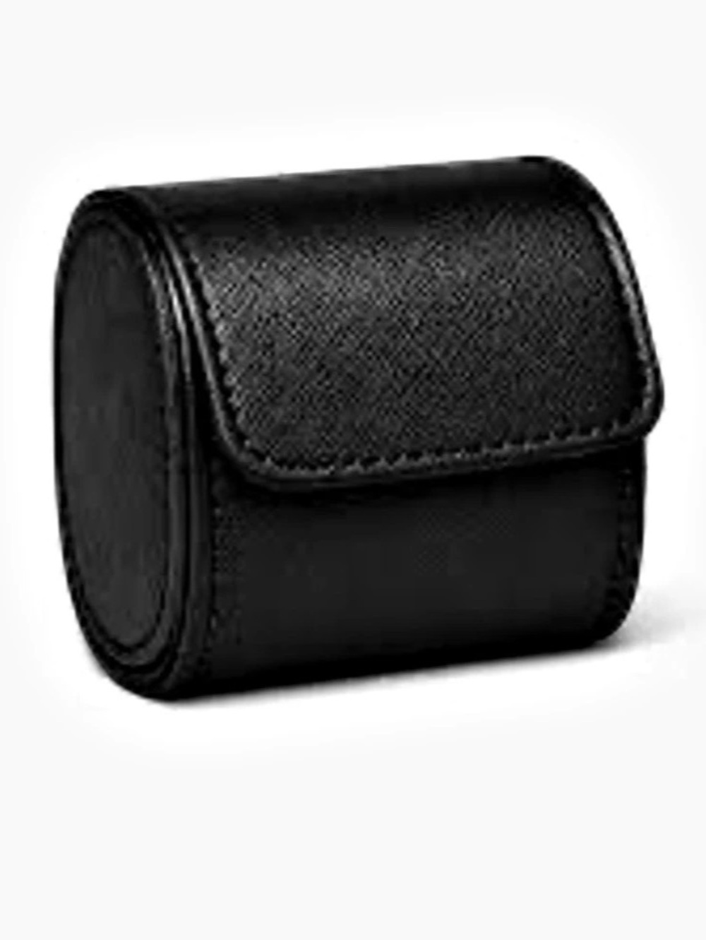 Single-slot travel watch roll case-cross-hatch Saffiano-style leather texture